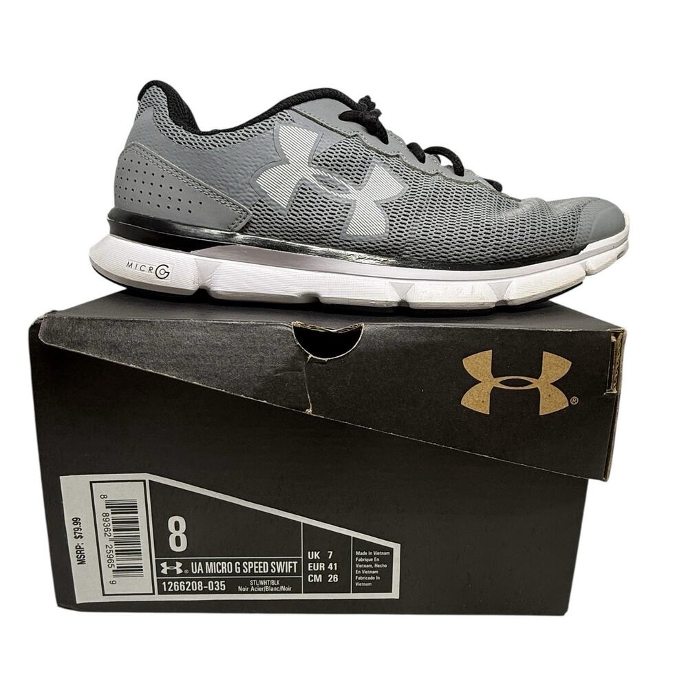 Under Armour Micro G Speed Swift Men’s Size 8 Shoes Steel Gray Black White